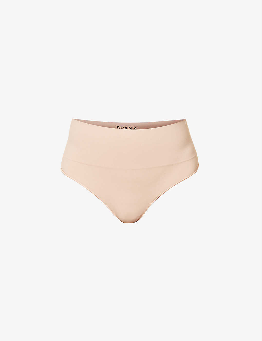 Shop Spanx Ecocare High-rise Stretch-woven Thong In Toasted Oatmeal