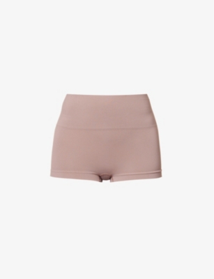 Spanx Ecocare High-rise Stretch-woven Boxer Briefs In Cafe Au Lait