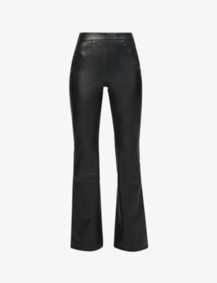 JAMES PERSE Cropped stretch crushed-velvet flared leggings