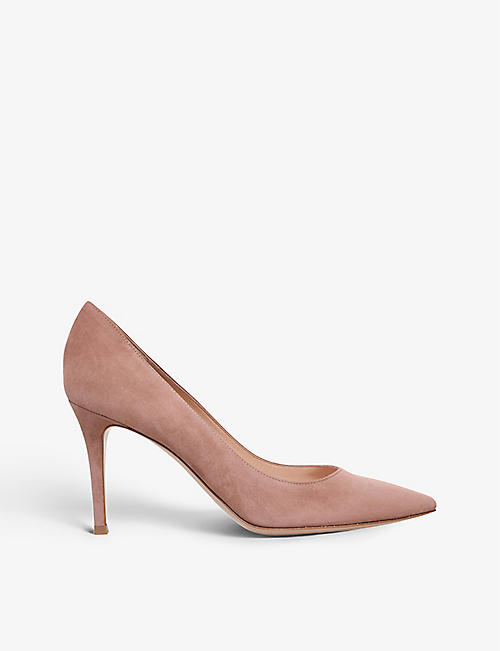 GIANVITO ROSSI: Pointed-toe suede court heels