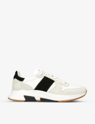 TOM FORD: Jagga panelled leather and mesh low-top trainers