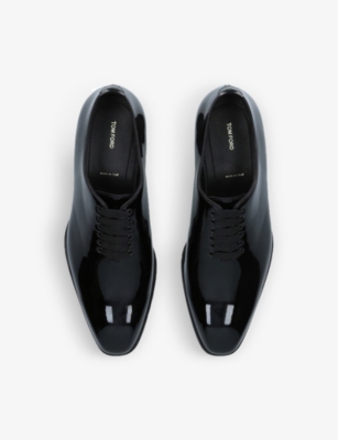 Shop Tom Ford Men's Black Elkan Patent Leather Oxford Shoes