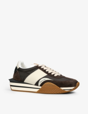 TOM FORD James panelled leather and nylon low-top trainers