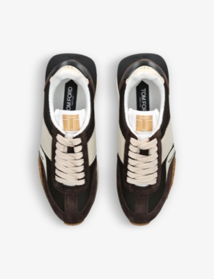 TOM FORD James panelled leather and nylon low-top trainers