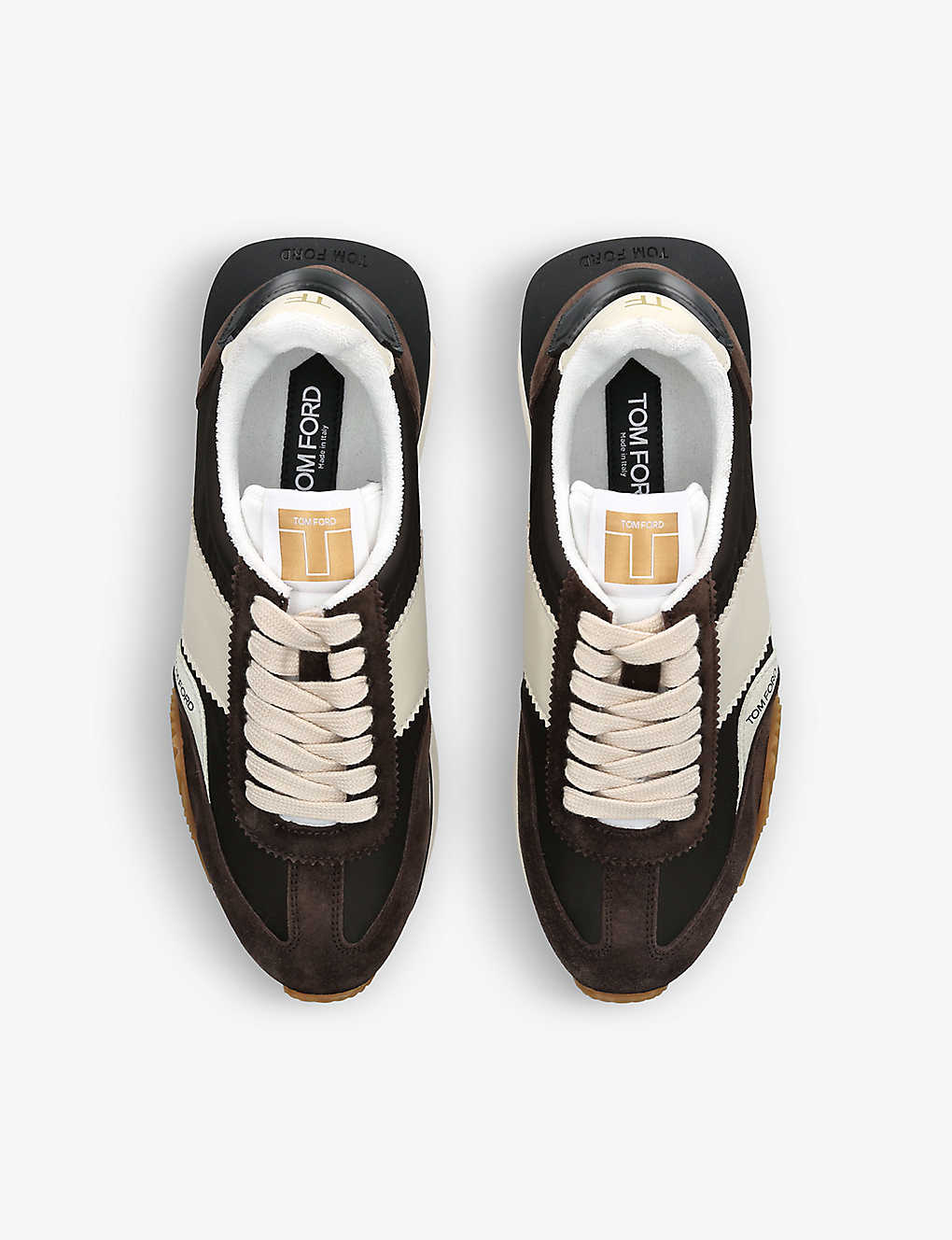 TOM FORD James panelled leather and nylon low-top trainers