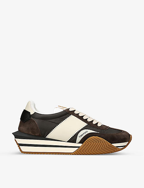 TOM FORD: James panelled leather and nylon low-top trainers
