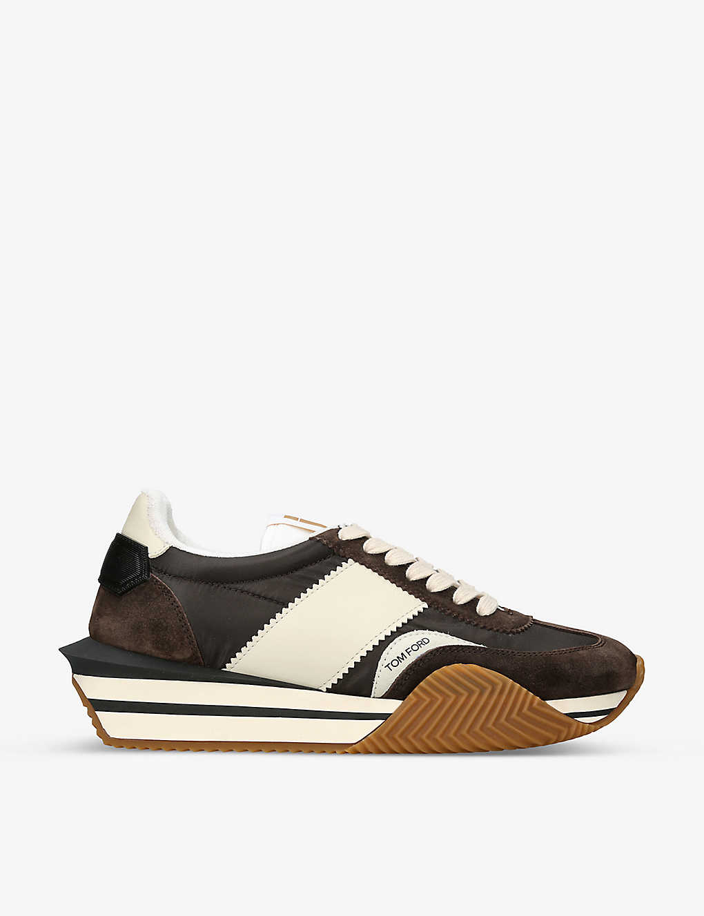 Tom Ford James Panelled Leather And Nylon Low-top Trainers In Brown