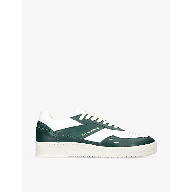 Filling Pieces Mens Khaki Ace Spin Leather Low-top Trainers