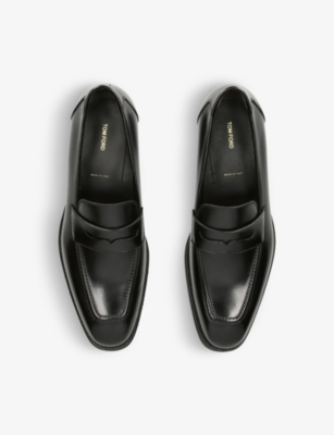 Shop Tom Ford Mens Black Claydon Slip-on Leather Loafers