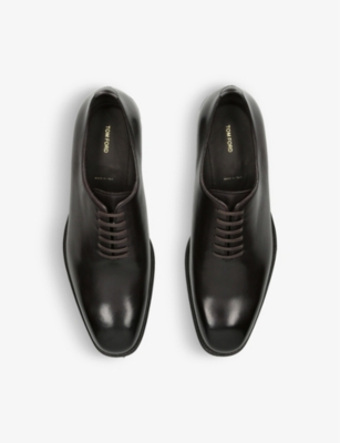 Shop Tom Ford Men's Dark Brown Claydon Lace-up Leather Shoes