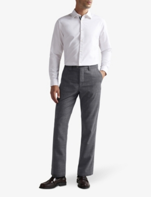 Shop Ted Baker Men's Charcoal Kimbar Check-design Wool Trousers