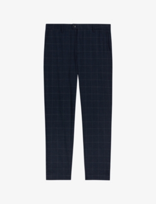 Ted Baker Kimbar Check-design Wool Trousers In Navy
