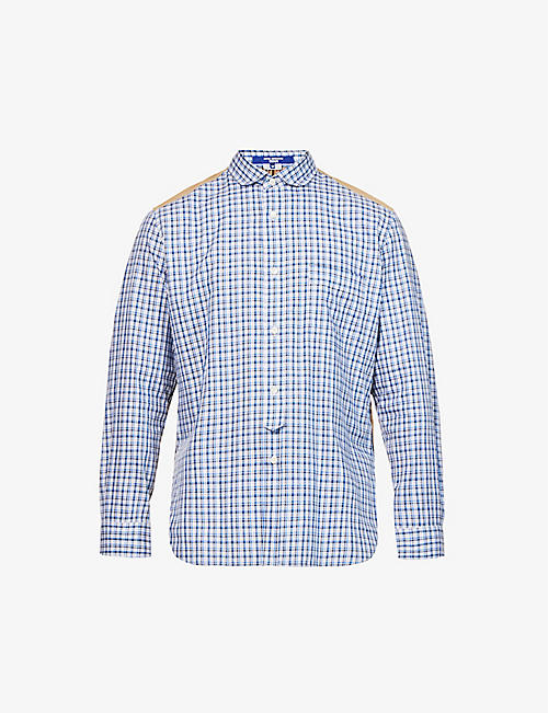 JUNYA WATANABE: Patchwork checked relaxed-fit cotton-poplin shirt