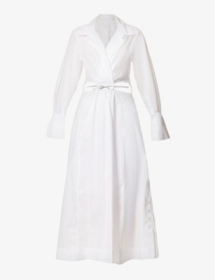 JONATHAN SIMKHAI SIMKHAI WOMEN'S WHITE ALEX CUT-OUT COTTON-BLEND MIDI DRESS,62379947