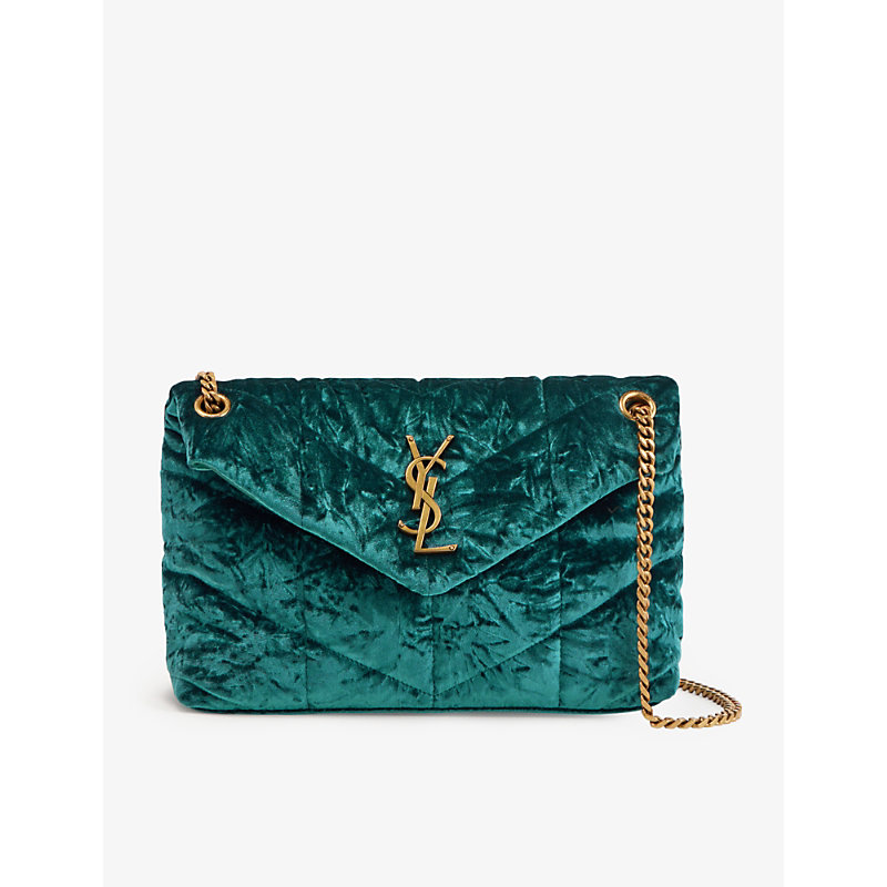 Saint Laurent Small Loulou Puffer Emerald Polyester Shoulder Bag New