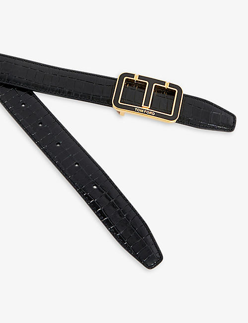 Brand-embossed leather belt Selfridges & Co Men Accessories Belts 