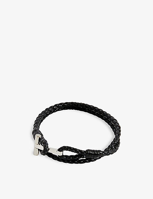 TOM FORD: Braided T-bar leather bracelet