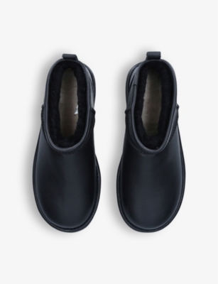 Ugg Womens Black Classic Ultra Mini Leather Boots Eur 41 / 8 Uk In Black