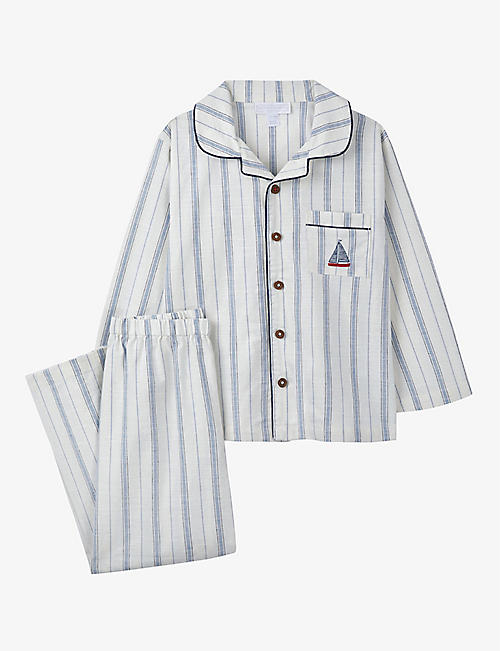 THE LITTLE WHITE COMPANY: Boat motif striped cotton pyjamas 1-6 years