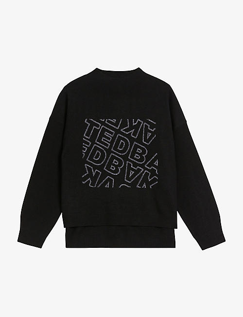 TED BAKER: Elonia logo-embroidered mock-neck stretch-knit jumper