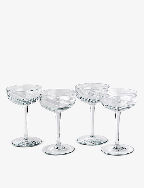 SOHO HOME: Coletta swirled-pattern set of four Champagne coupe glasses