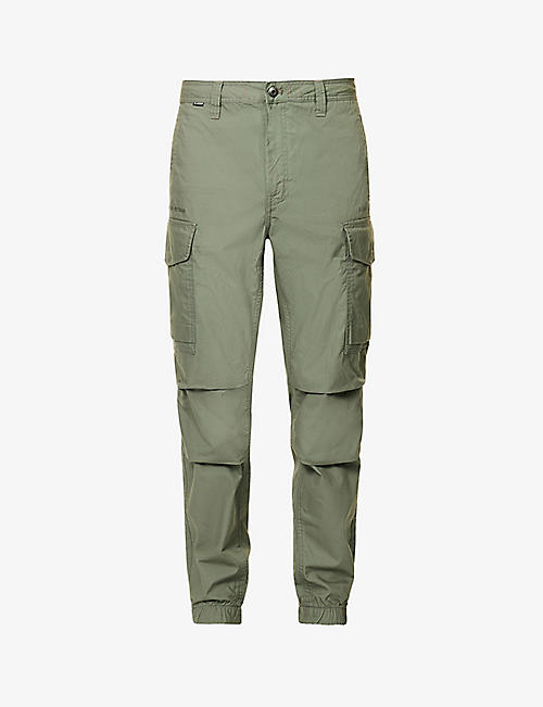 G-STAR: Combat logo-embroidered tapered cotton cargo trousers