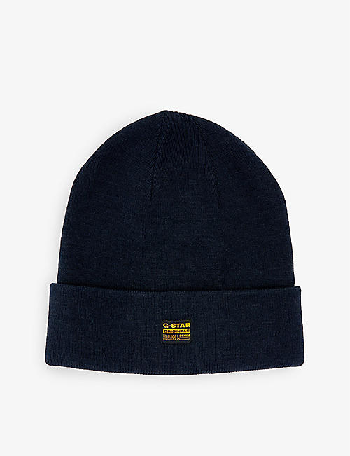 G-STAR: Effo logo-patch knitted beanie hat
