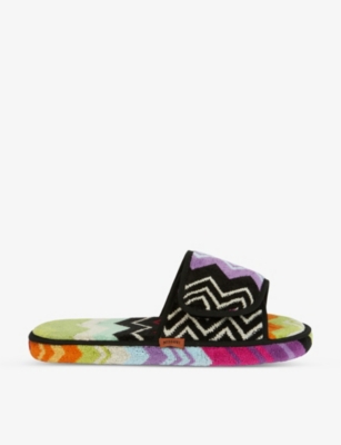 MISSONI MISSONI HOME MEN'S ZIGZAG PATTERNED COTTON SLIPPERS,59928196