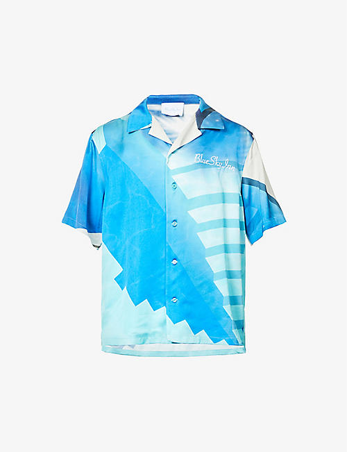 BLUE SKY INN：Pool 图案印花宽松版型缎布衬衫