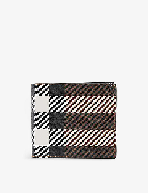 BURBERRY: Check-print logo-embossed coated canvas wallet