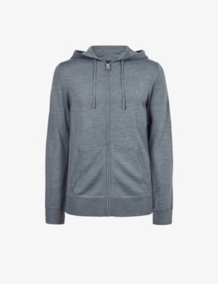 Allsaints Mode Slim Fit Merino Wool Zip Hoodie In Como Blue Marl