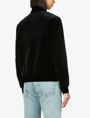 SAINT LAURENT Teddy logo-embellished regular-fit cotton-velvet jacket