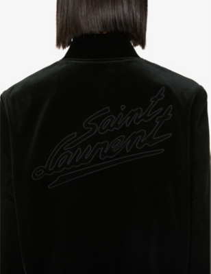 SAINT LAURENT Teddy logo-embellished regular-fit cotton-velvet jacket