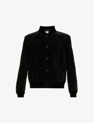 SAINT LAURENT Teddy logo-embellished regular-fit cotton-velvet jacket