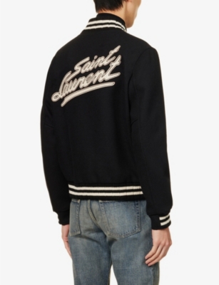 SAINT LAURENT Teddy logo-embossed regular-fit wool-blend jacket