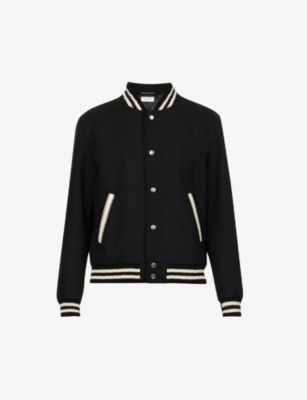 SAINT LAURENT Teddy logo-embossed regular-fit wool-blend jacket