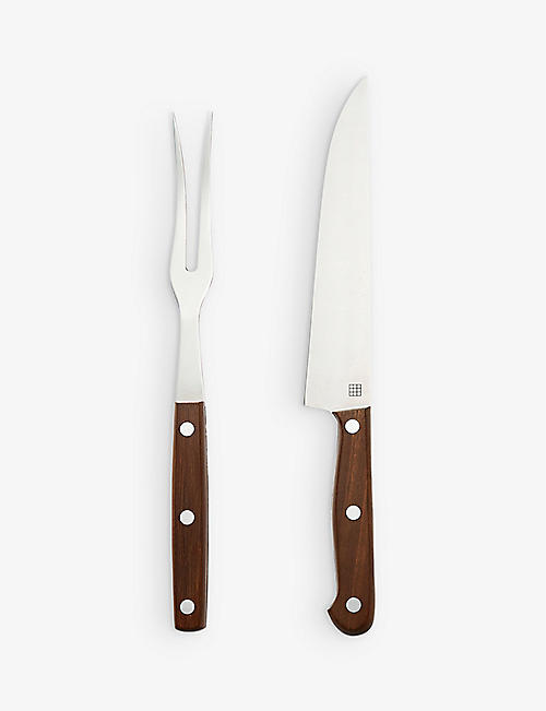 SOHO HOME：Dawson 不锈钢和橡木切肉刀 2 件装
