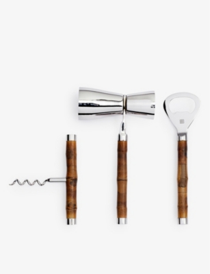 SOHO HOME: Masen stainless-steel and bamboo bar tools set of three