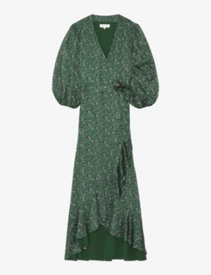 By Malina Blossom Floral-print Satin Midi Dress In Green
