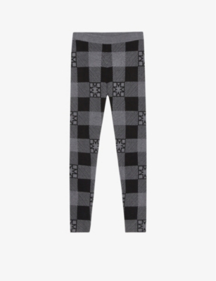 By Malina Dahlia Checked Knitted Leggings In Iconic Print Ash