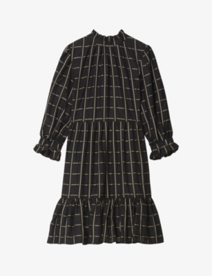 By Malina Arya Checked Woven Mini Dress In Black