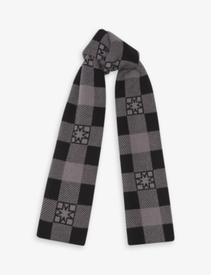 Blake checked wool-blend scarf