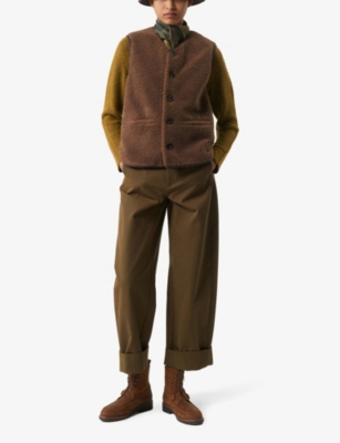 Shop Soeur Womens Brown Fusil Teddy-textured Faux-fur Gilet
