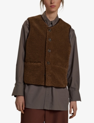 Shop Soeur Womens Marron Fusil Teddy-textured Faux-fur Gilet Xs