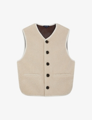 Soeur V-neck Faux-shearling Waistcoat In Cream