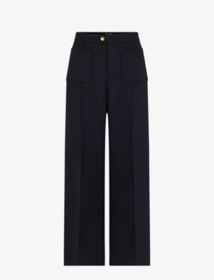 Soeur Womens Blue Harry Wide-leg High-rise Woven Trousers