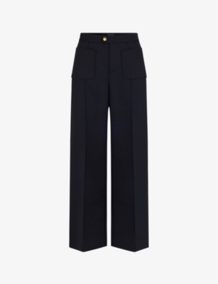 Shop Soeur Women's Vy Harry Wide-leg High-rise Woven Trousers In Navy