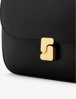 Shop Soeur Belissima Maxi Branded-buckle Leather Cross-body Bag In Black
