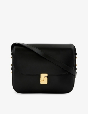 Soeur Belissima Maxi Branded-buckle Leather Cross-body Bag In Black