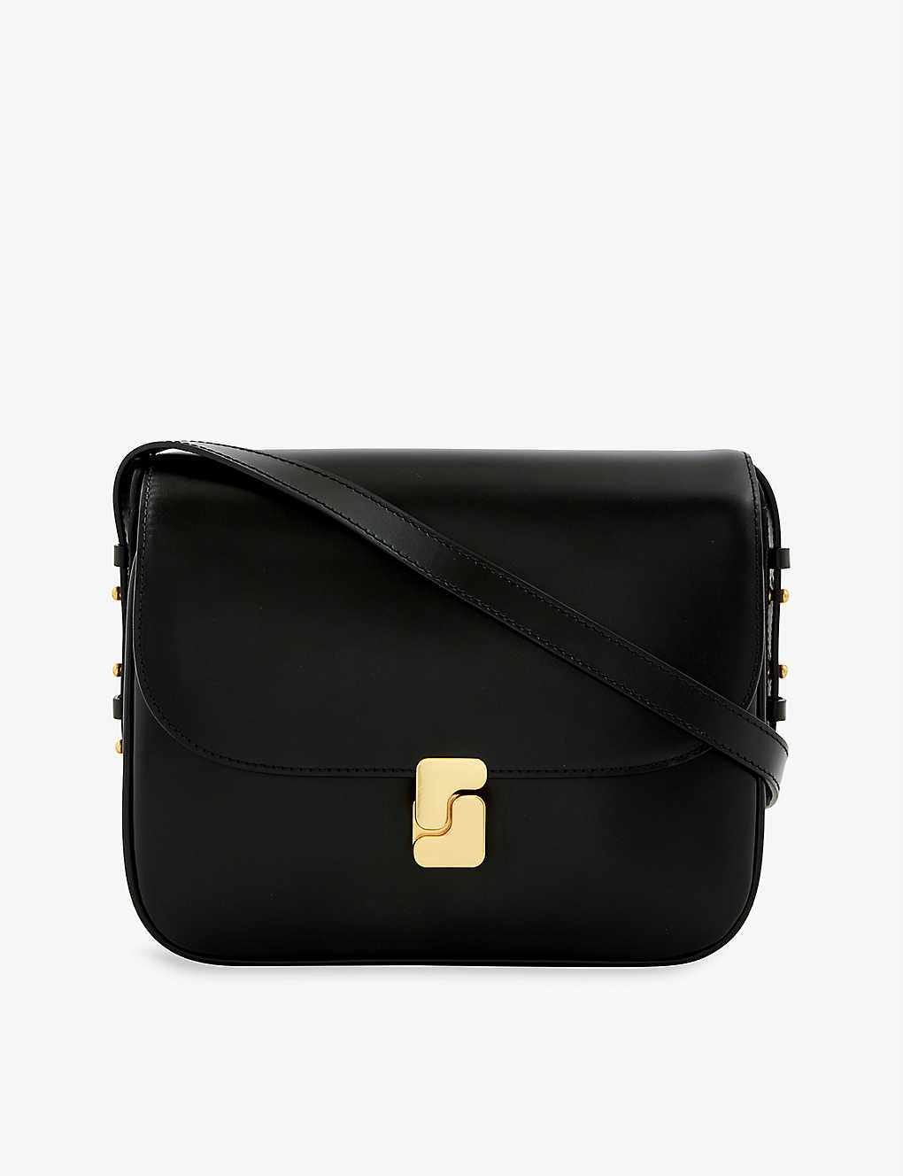 Shop Soeur Belissima Maxi Branded-buckle Leather Cross-body Bag In Black